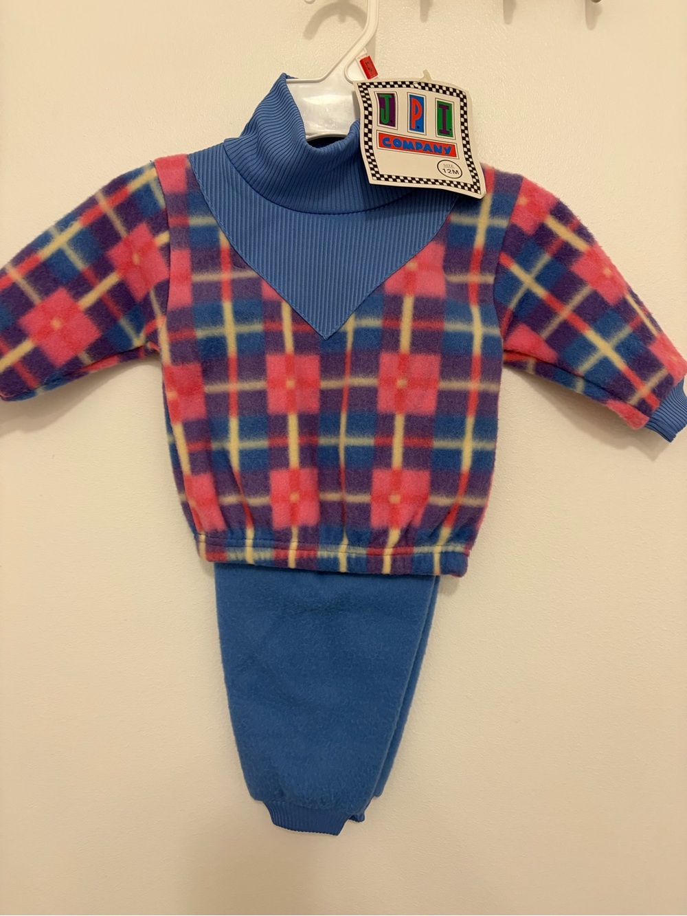 Pacific Sunwear Girls Blue, Pink & Yellow Plaid Fleece Two-Piece Set